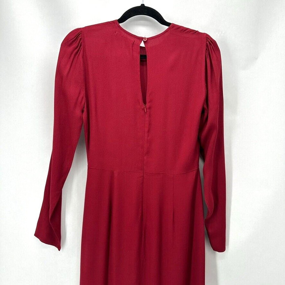 Reformation Celeste Dress Womens 4 Sheath Tulip Slit Midi Red Draped Glam City - Picture 7 of 12